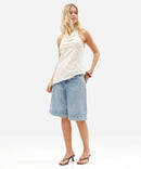 Bermuda Jorts Jeans Cintura Média - Azul Claro - frente