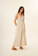 Vestido Cris em Linho - Bege - frente