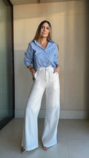 Conjunto Camisa Listrada e Calça Mariah - Listrado Azul - frente