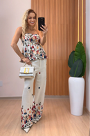 Conjunto Floral em Linho Bordado - Estampado Floral - frente