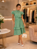 Vestido Vera Forrado em Linho - Verde Poá - frente