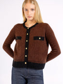 Casaqueto em Mescla de Mohair - Marrom Escuro - frente