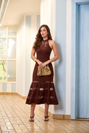 Vestido Manoela - Marrom - frente