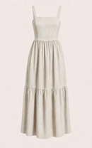 Vestido Sofia em Linho Lavado - Off White - frente