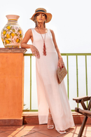 Vestido Longo Regata Donatela em Viscolinho - Off White - frente