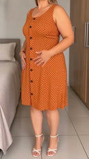 Vestido Poá Botões - Terracota - frente
