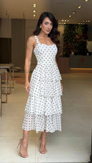 Vestido Mídi Tule Poá - Branco - frente