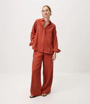 Conjunto 100% Linho Calça e Camisa - Terracota - frente