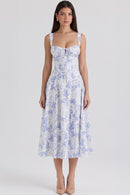 Vestido Bustier Mavie - Azul Floral - frente