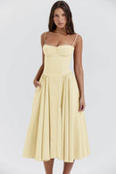 Vestido Midi Modelador Tina - Amarelo - frente