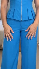 Conjunto Colete com Zíper e Pantalona - Azul - frente