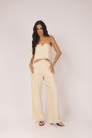 Conjunto Top Strapless e Calça Pantalona - Verde - frente