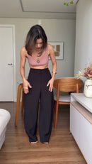 Calça Pantalona Alfaiataria Preto - Preto - frente