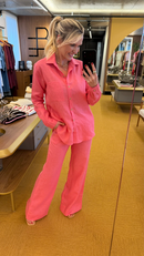 Conjunto Leona em Linho - Rosa - frente