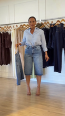 Bermuda Thais Jeans Alongada - Jeans Claro - frente