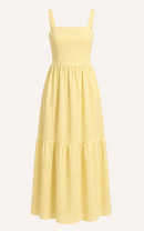 Vestido Sofia em Linho Lavado - Amarelo - frente