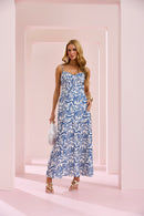 Vestido Graziela - Azul Estampado - frente