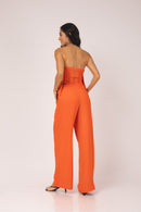 Conjunto Top Strapless e Calça Pantalona - Laranja - costas