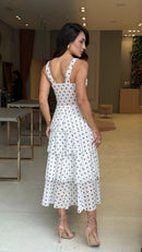 Vestido Mídi Tule Poá - Branco - costas