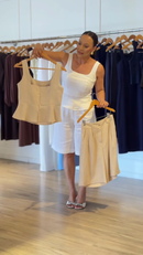 Conjunto Bianca em Linho - Bege - detalhe