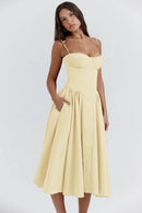 Vestido Midi Modelador Tina - Amarelo - frente