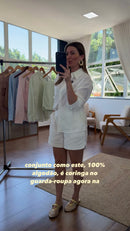 Conjunto Camisa e Bermuda 100% Algodão Off White - Off White - frente