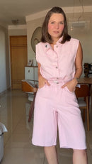Conjunto 100% Algodão Rosa Jeans - Rosa - frente