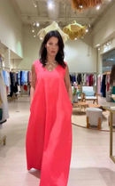 Vestido Paula em Linho - Coral - frente