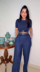 Conjunto Colcci Blusa e Calça - Azul Marinho - frente