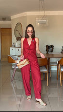 Conjunto Colete e Calça Pantalona Vermelho - Vermelho - frente