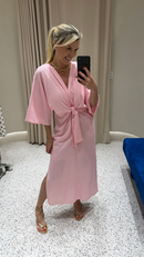 Vestido Fabi em Viscolinho - Rosa Claro - frente
