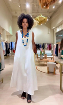 Vestido Paula em Linho - Off White - frente
