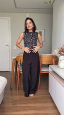 Calça Pantalona Alfaiataria Preto - Preto - frente