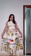 Vestido Midi Estampado em Malha - Estampado - frente