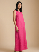 Vestido Midi Alice em Linho - Pink - lateral