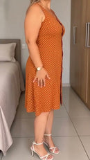 Vestido Poá Botões - Terracota - lateral