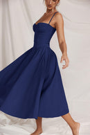 Vestido Midi Modelador Tina - Azul Marinho - lateral