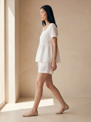 Conjunto Bata Amélia e Shorts Dora em Linho - Branco - lateral