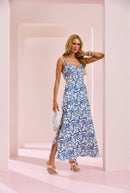 Vestido Graziela - Azul Estampado - lateral