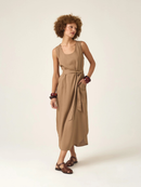 Vestido Midi Gabiroba em Linho - Caramelo - lateral