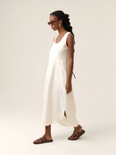 Vestido Midi Gabiroba em Linho - Off White - lateral