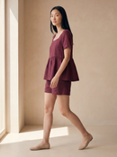 Conjunto Bata Amélia e Shorts Dora em Linho - Bordô - lateral