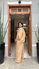 Conjunto Biella em Linho Puro - Dourado - lateral