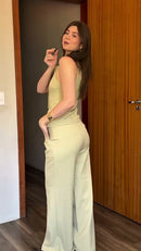 Conjunto Colete e Calça Pantalona - Verde Claro - lateral