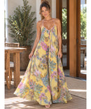 Vestido Longo Floral Feminino Alças Finas Bohemian - Floral - lateral