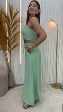 Conjunto Saia Longa e Cropped - Verde Menta - lateral