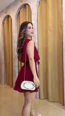 Vestido Marsala com Babado - Marsala - lateral