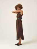 Vestido Midi Gabiroba em Linho - Marrom - lateral