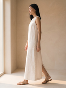 Vestido Midi Alice em Linho - Off White - lateral