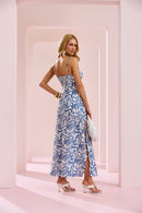 Vestido Graziela - Azul Estampado - costas